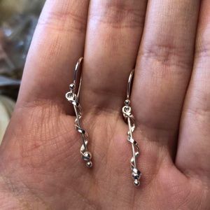 Sterling silver twisty hanging earrings
